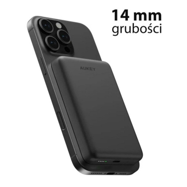 Magnētiskā, bezvadu pārnēsājamā baterija 10000 mAh Aukey, melns, produkta attēls (3)