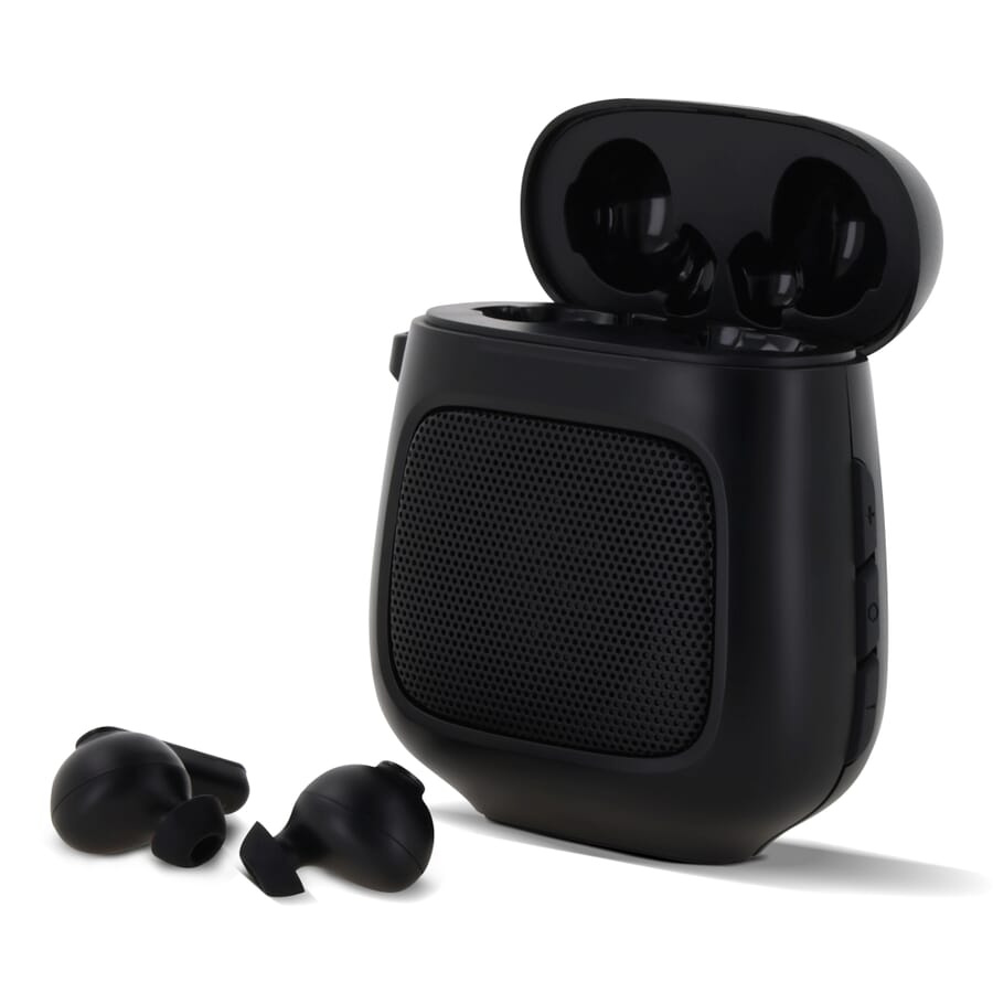 TruWireless austiņas ar skaļruni 3W, melns, produkta attēls (1)