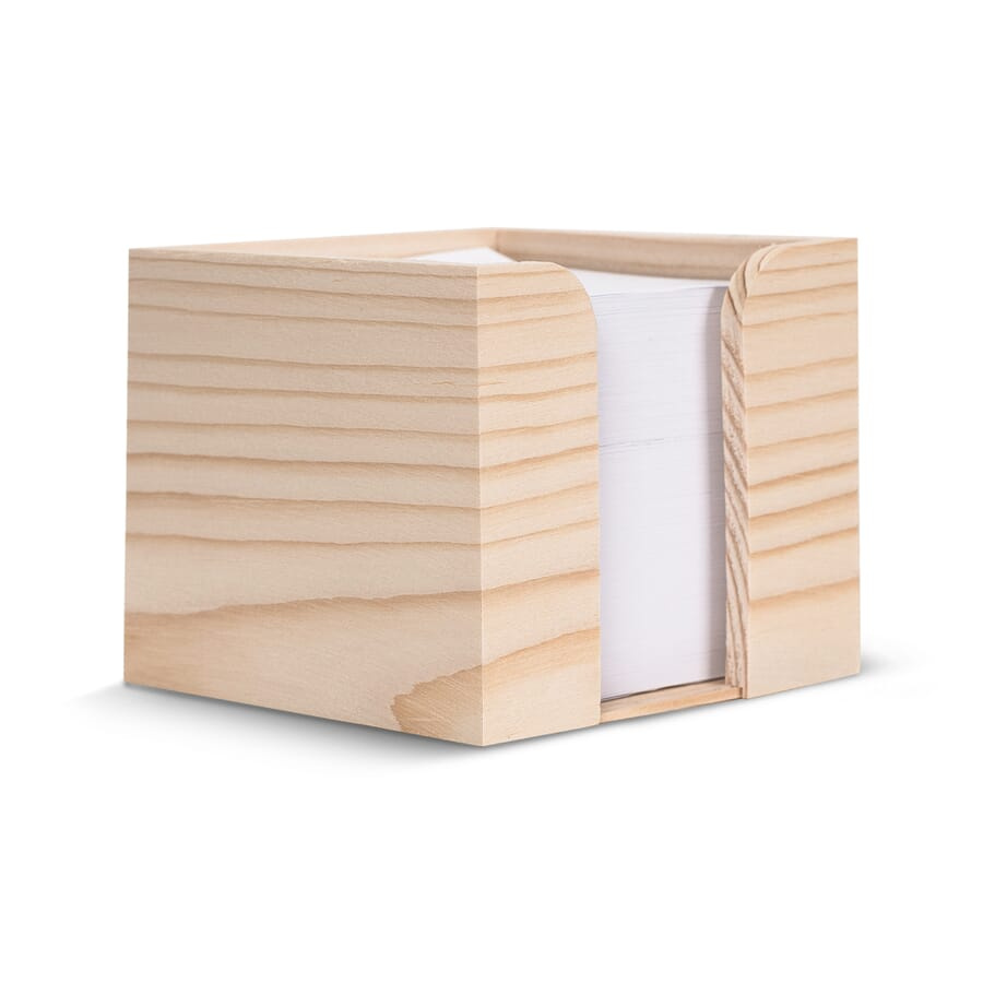 Papīra bloks 10x10x8.5 cm koka kubu kastītē, daba, produkta attēls (1)