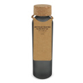 Matēta pārstrādāta stikla pudele ar korķa vāku 500 ml, ekru / Melns