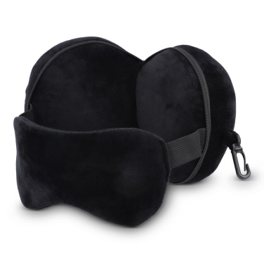 Ceļojuma acu maskas spilvens ar rāvējslēdzēja vāciņu, melns, produkta attēls (2)