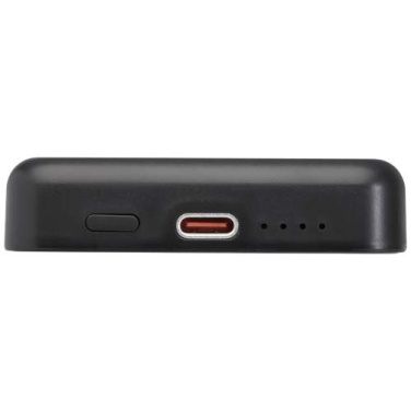Acrab 5000 mAh 15 W magnētiskā bezvadu pārnēsājamā uzlādes ierīce ar 20 W strāvas padevi - izgatavota no pārstrādātas plastmasas, Vienmērīgi melna, produkta attēls (3)