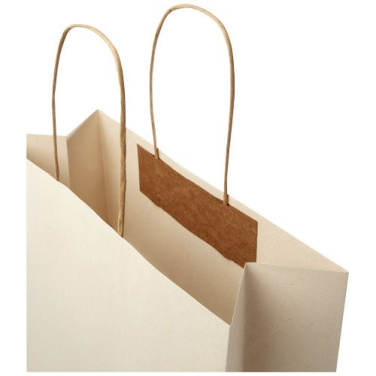 Lauksaimniecības atkritumu 150 g/m2 papīra maisiņš ar savītiem rokturiem - 31 x 12 x 41 cm – pienbalts, produkta attēls, Gandrīz balts (3)