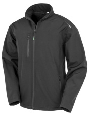 Pārstrādāta trīsslāņu apdrukājama softshell jaka, krāsa: melna