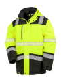 Apdrukājams ūdensnecaurlaidīgs softshell drošības mētelis, Fluorescējoši dzeltens/melns