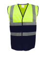 Augstas redzamības divkrāsu veste, krāsa: fluorescējoši dzeltena/tumši zila, Fluorescenta/tumši zila