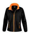 Sieviešu apdrukājama softshell jaka, krāsa: melna/oranža, Melns/oranžs