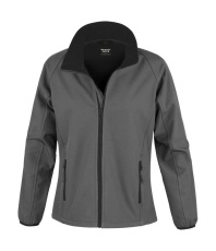 Sieviešu apdrukājama softshell jaka, krāsa: ogļu pelēka/melna