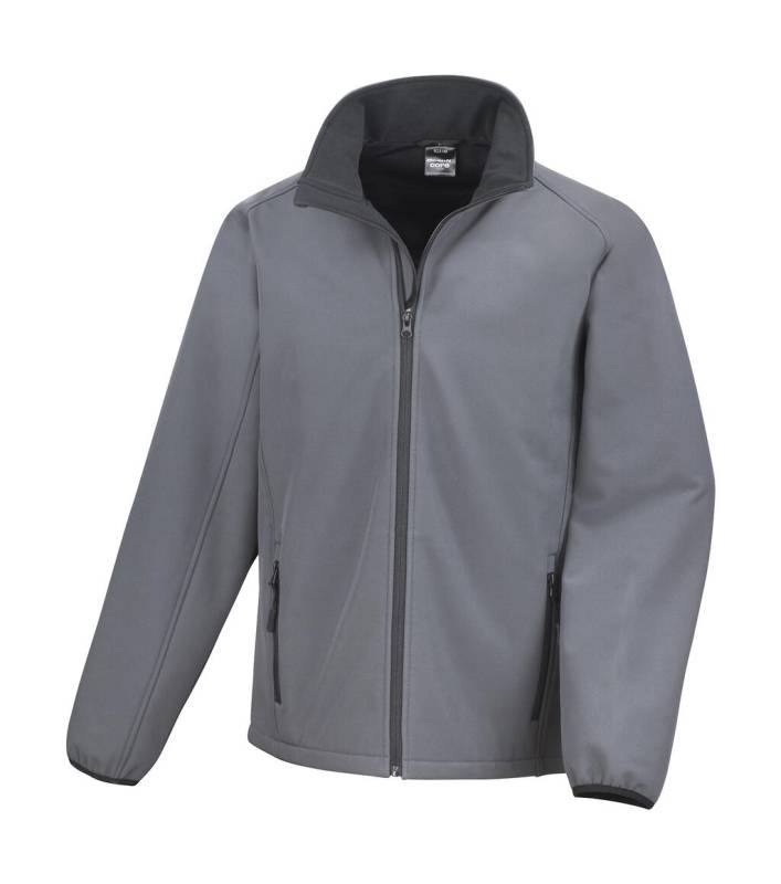 Apdrukājama softshell jaka, krāsa: ogļu pelēka/melna – Result Core (1)