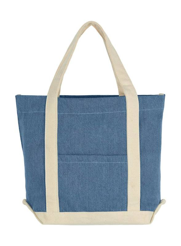 Audekla džinsa iepirkumu soma, Tumši zila akmensmazgāšana/dabīga – SG Accessories - BAGS (1)