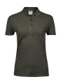 Dāmu grezns, elastīgs polo krekls, Dziļi zaļa