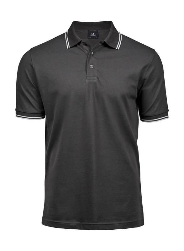 Luksusa svītraina, elastīga polo krekla, krāsa: tumši pelēka/balta – Tee Jays (1)