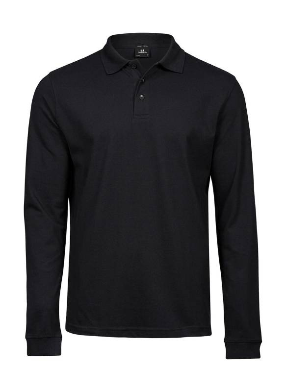 Luksusa ilgās piedurknes polo krekls ar elastīgu malu, krāsa: melna – Tee Jays, Melns (1)