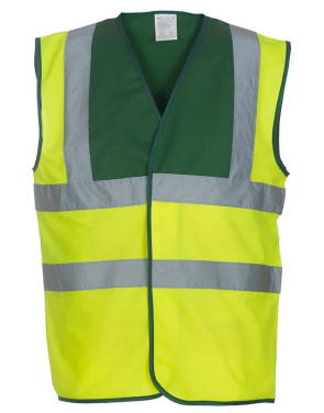 Fluo 2 joslu veste ar lencēm, krāsa: fluorescējoši dzeltena/karaliski zila – Yoko (2)