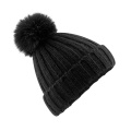 Verbier Fur Pop Pom Chunky Beanie, krāsa: melna, Melns