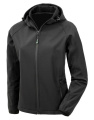 Sieviešu pārstrādāts trīsslāņu softshell jaka ar kapuci, krāsa: melna, Melns
