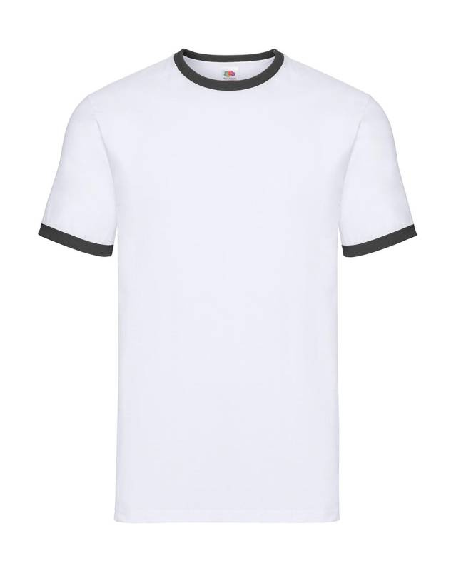 Ringer T, krāsa: balta/melna – Fruit of the Loom (1)