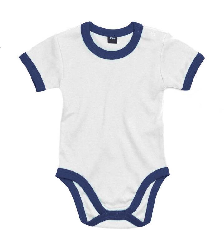 Zīdaiņa Ringera bodijs, krāsa: balta/jūras zila – Babybugz (1)