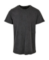 Skābes mazgāta apaļa kakla krekls, krāsa: melna, Melns