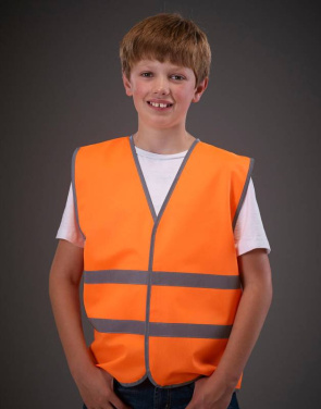 Bērnu fluorescējoša atstarojoša veste ar apmali, krāsa: oranža – Yoko, Oranžs (2)