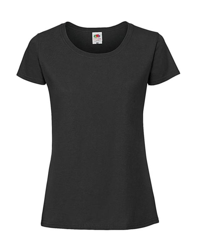 Sieviešu ikoniskais 195 Ringspun Premium T-krekls, krāsa: melna – Fruit of the Loom (1)