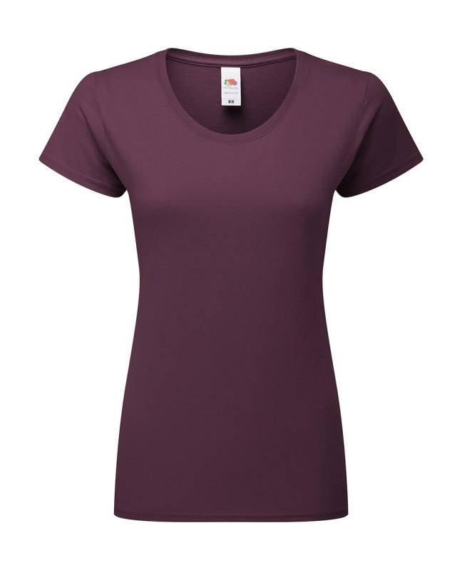 Sieviešu ikoniskais 195 Ringspun Premium T-krekls, Tumšā plūme – Fruit of the Loom (1)