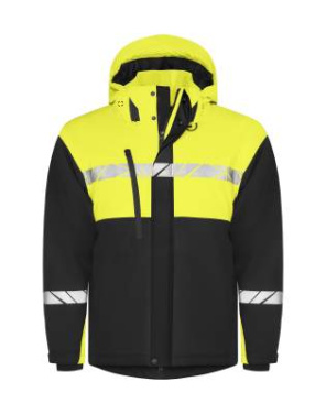 7413, PADDED 9910-VIZ – softshell jaka, Melns/dzeltens - ProJob (2)