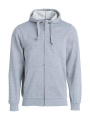 Basic Hoody – džemperis ar pilnu rāvējslēdzēju, pelēka melanža