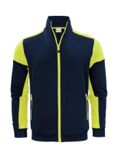 Prime Sweater – džemperis ar pilnu rāvējslēdzēju (vīriešiem), Tumši zila/neona dzeltena