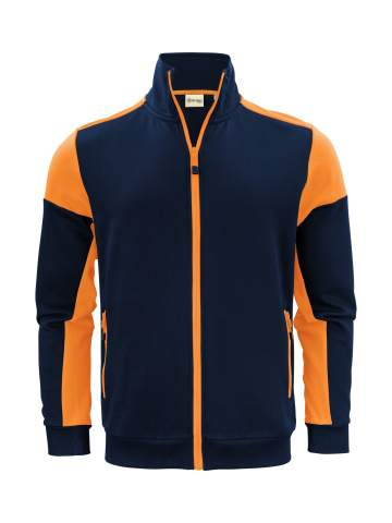 Prime Sweater – džemperis ar pilnu rāvējslēdzēju (vīriešiem), Tumši zila/neona oranža - Printer PRIME (1)