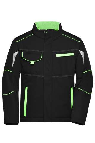 Darba apģērba Softshell polsterēta jaka, melna/laima zaļa - James & Nicholson (1)
