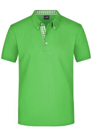 Vīriešu vienkāršs polo krekls, laima zaļa/laima zaļa-balta – James & Nicholson (1)