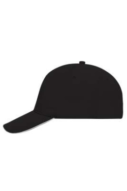 5 paneļu cepure ar kontrastējošu naga apmali, melns/balts - Myrtle Beach (2)