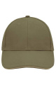 6 paneļu cepure ar kontrastējošu naga apmali, olīvu/bēša