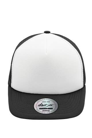 5 paneļu cepure ar plakanu nokarenu, balts/melns – Myrtle Beach (1)