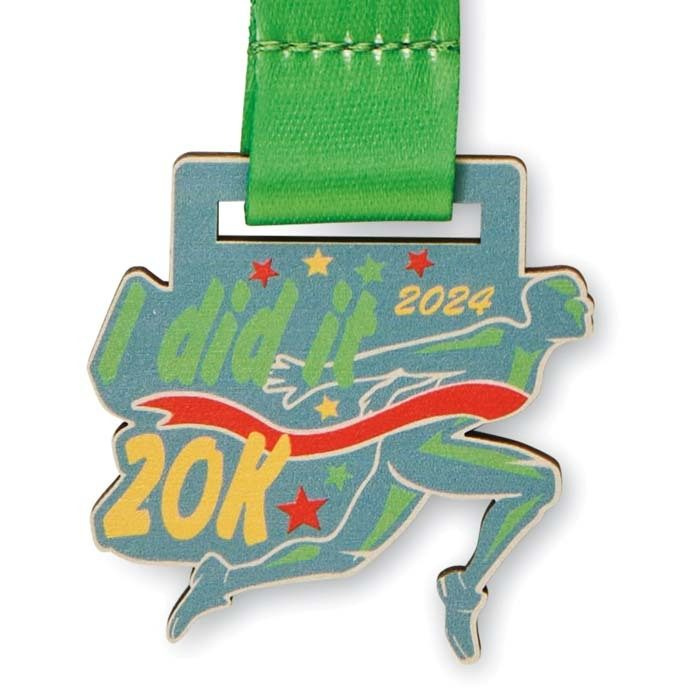 Koka medaļa pēc pasūtījuma. Ar cilpu šuvēm., produkta attēls