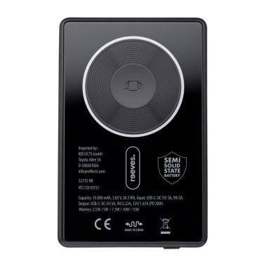 Magnētisks 15 W bezvadu ārējais akumulators REEVES-WATTRON ULTRA X ALU, 10000 mAh – melns (4)