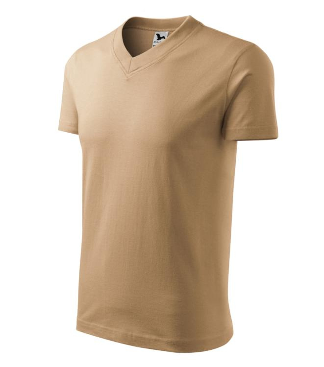 MALFINI V-neck – T-krekls unisex, smiltis, S, produkta attēls (1)