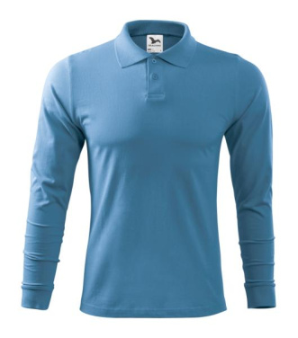 MALFINI Single J. LS – Vīriešu polo krekls, debeszils zils, S, produkta attēls (2)