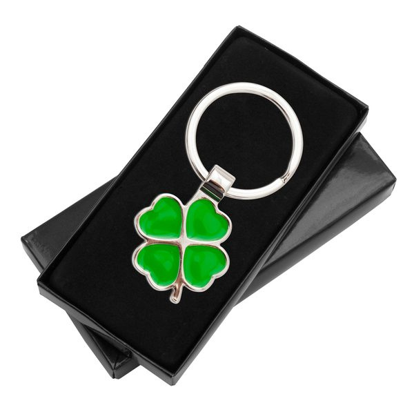 Clover Luck atslēgu piekariņš, zaļš/sudrabains, produkta attēls (1)
