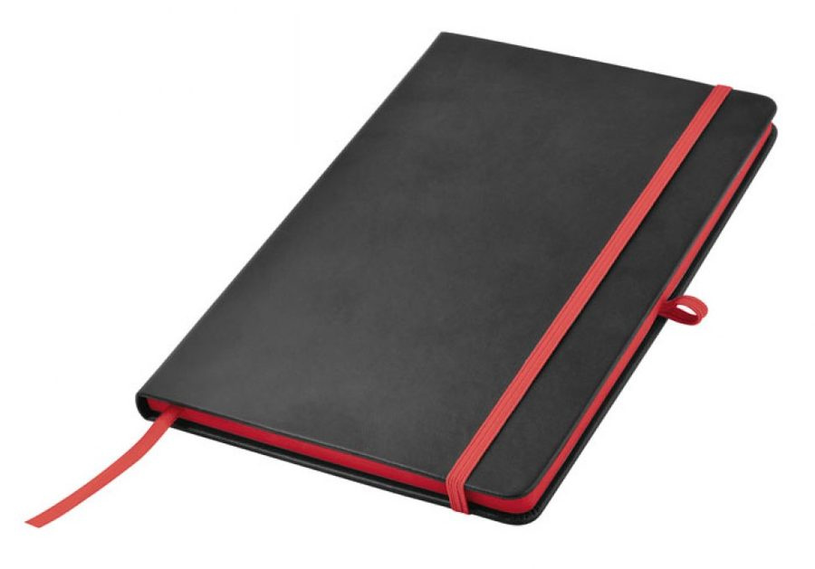 Piezīmju grāmatiņa melna/sarkana (bez kastes) - 140 × 210 mm, produkta attēls (1)