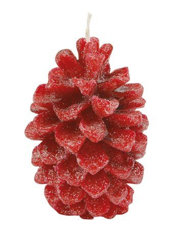 Svece sarkana konusa ar mirdzumiem, produkta attēls (1)