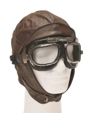 Brūna ādas aviatora cepure