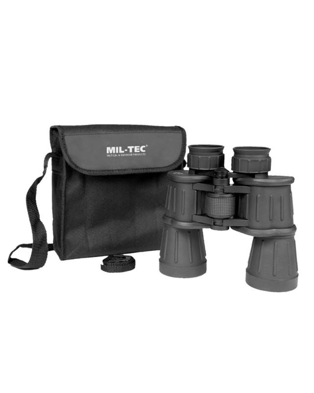 Ar gumiju bruņots binoklis 7 × 50 melns – Mil-Tec