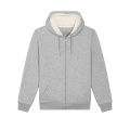 Stanley/Stella Hygger Sherpa unisex džemperis ar kapuci un rāvējslēdzēju, 300 g/m², pelēks melanžs