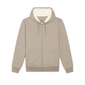 Stanley/Stella Hygger Sherpa unisex džemperis ar kapuci un rāvējslēdzēju, 300 g/m², bēšs melanžs