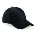 Beechfield B20 beisbola cepure, melns / dzeltens