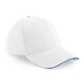 Beechfield B20 beisbola cepure, balts / koši zils (Bright Royal)