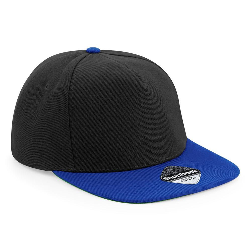 Beechfield B660 beisbola cepure - melns / koši zils (Bright Royal) (1)