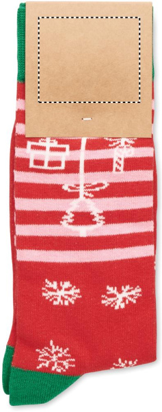 Paire de chaussettes de Noël M: Emplacement du logo — Carton — Face 1